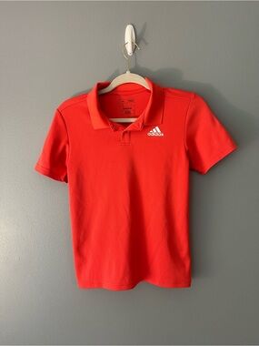 adidas Bright Red Short Sleeve Polo with Logo